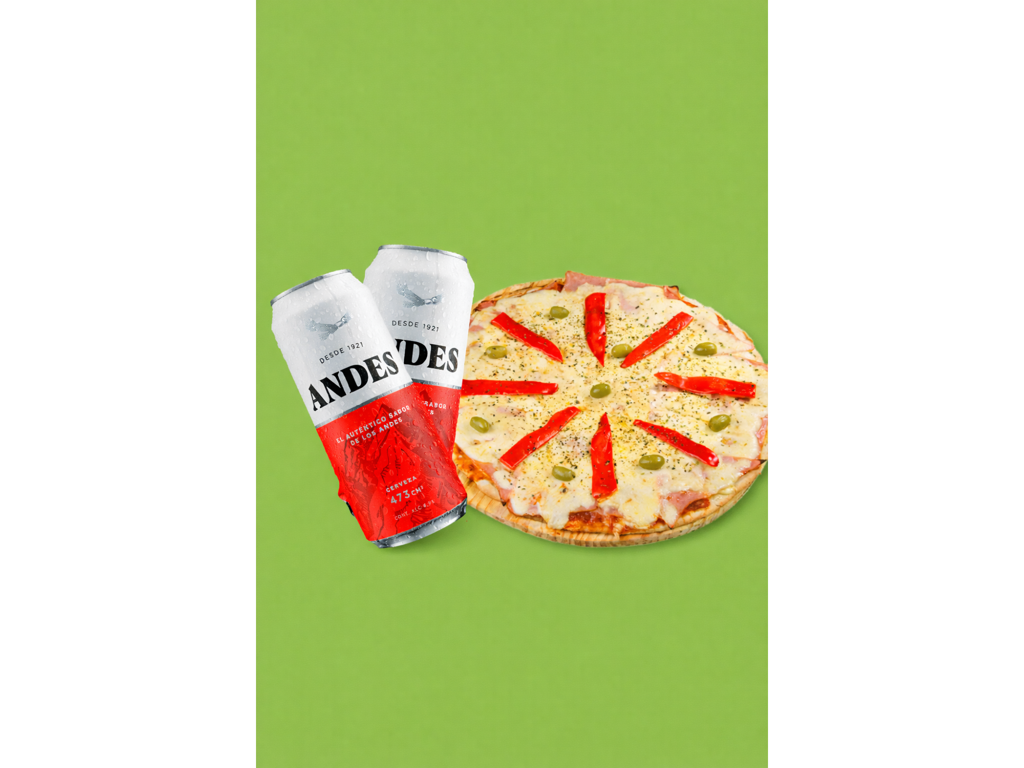 Pizza Muzza & Jamón + 2 Latas Andes