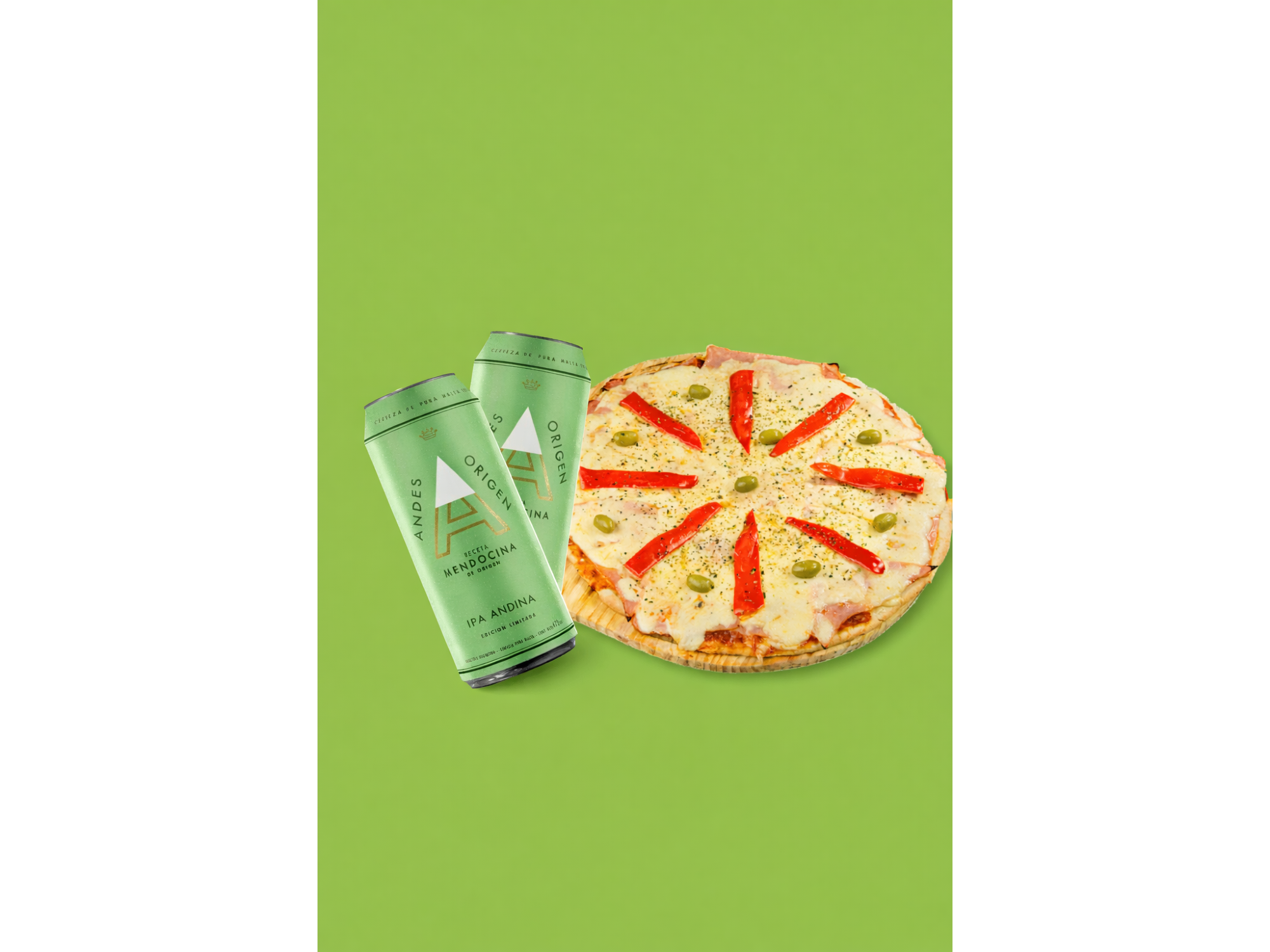 Pizza Muzza & Jamón + 2 Latas IPA