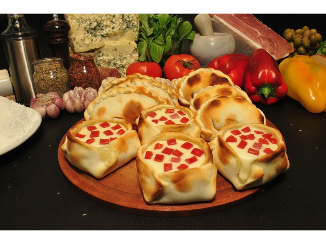 Jamón, queso y morrón.