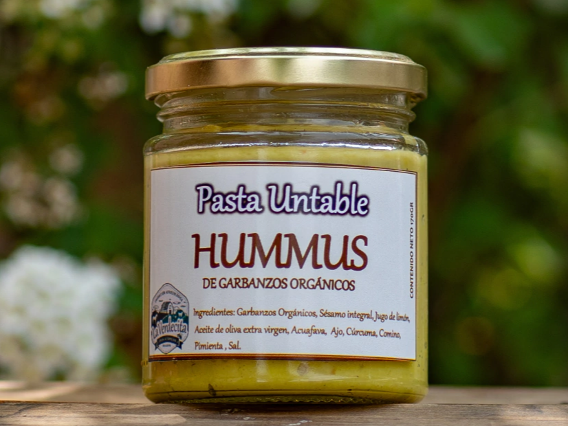Pasta Untable Hummus de Garbanzo organico "La Verdecita" Granja Agroecologica Familiar Villa Las Rosas