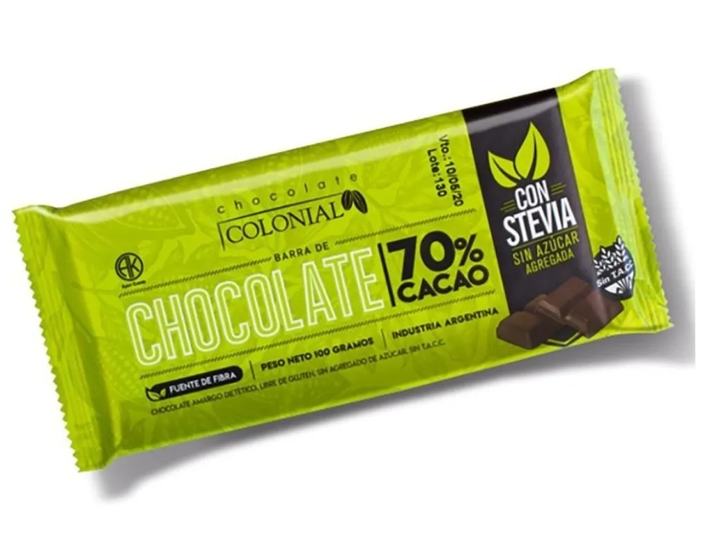 Chocolate Colonial c/ Estevia 70% cacao