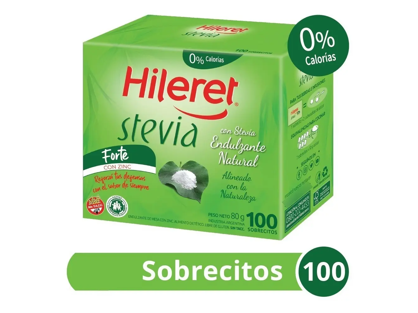 Edulcorante Hileret Stevia x 50 sobres
