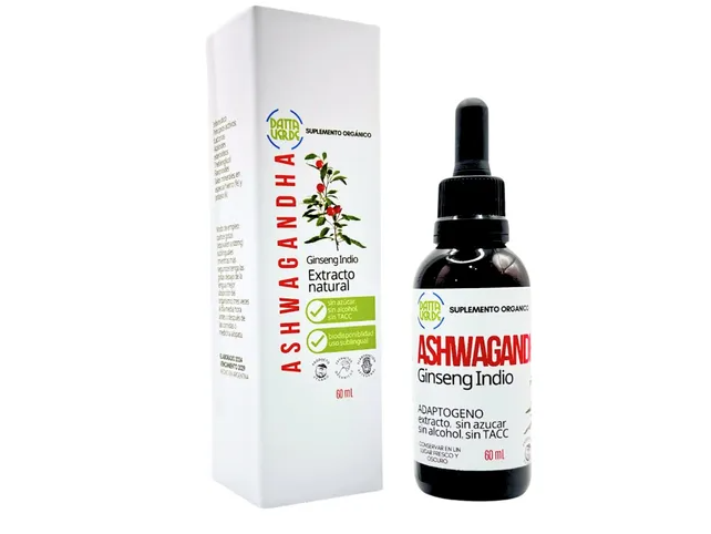 Extracto de ASHWAGANDHA o Ginseng Indio  “Datta Verde”   gotas SL x 60 ml . Suplemento orgánico , sin azúcar , sin alcohol, sin TACC
