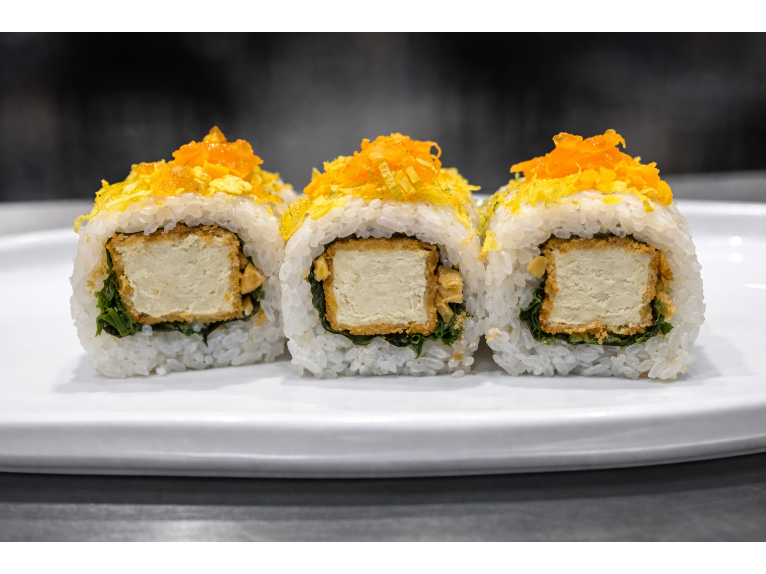 TOFU REBOZADO- con jengibre naranja y rayadura de limón