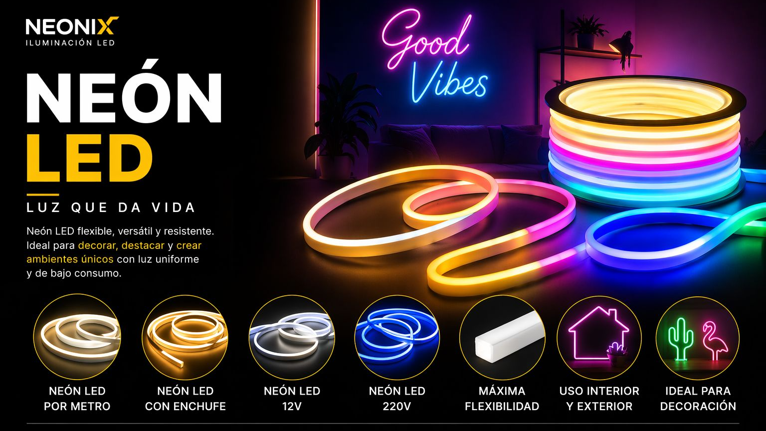 TIRAS Y  NEÓN LED
