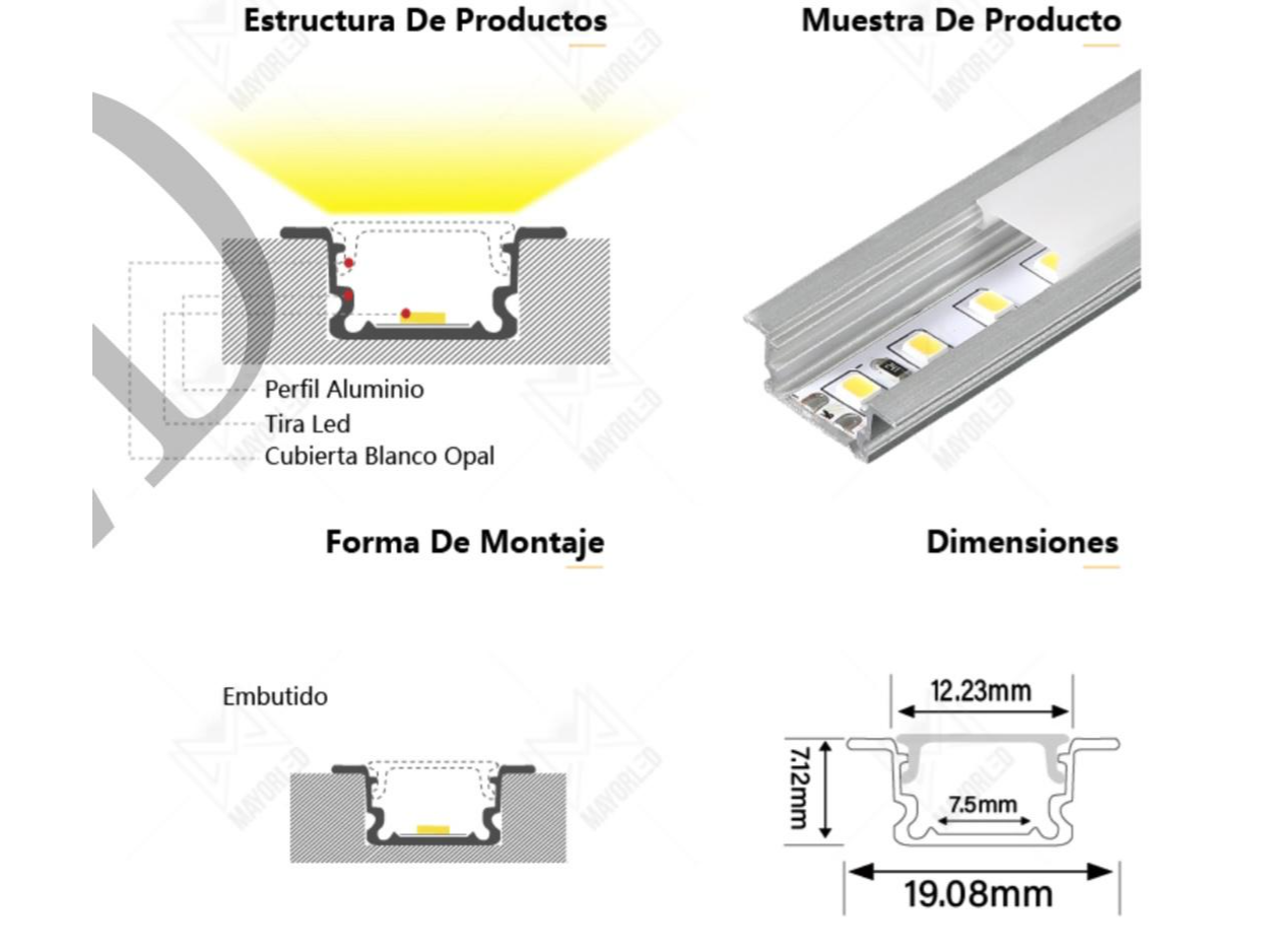 PERFIL DE ALUMINIO P/ EMBUTIR 7X13