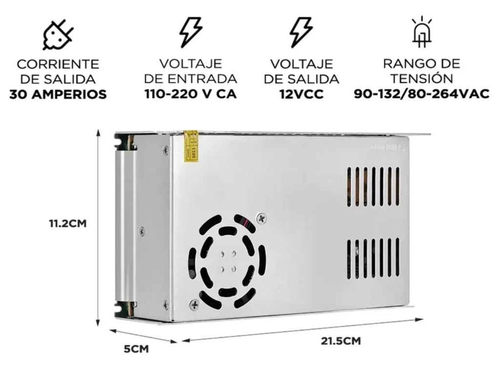 FUENTE METÁLICA 12V 30A