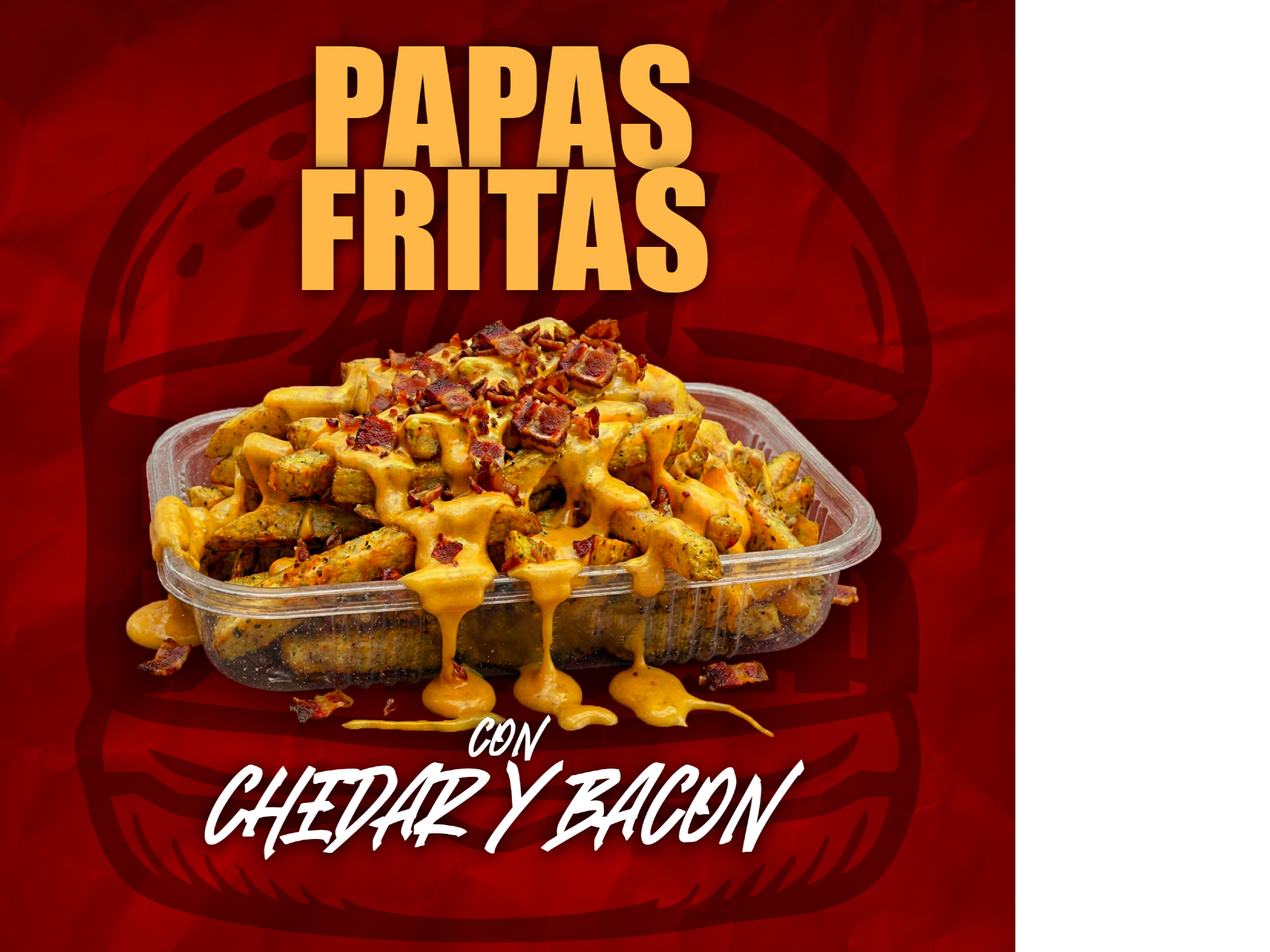 BANDEJA DE PAPAS FRITAS CON CHEDDAR Y BACON