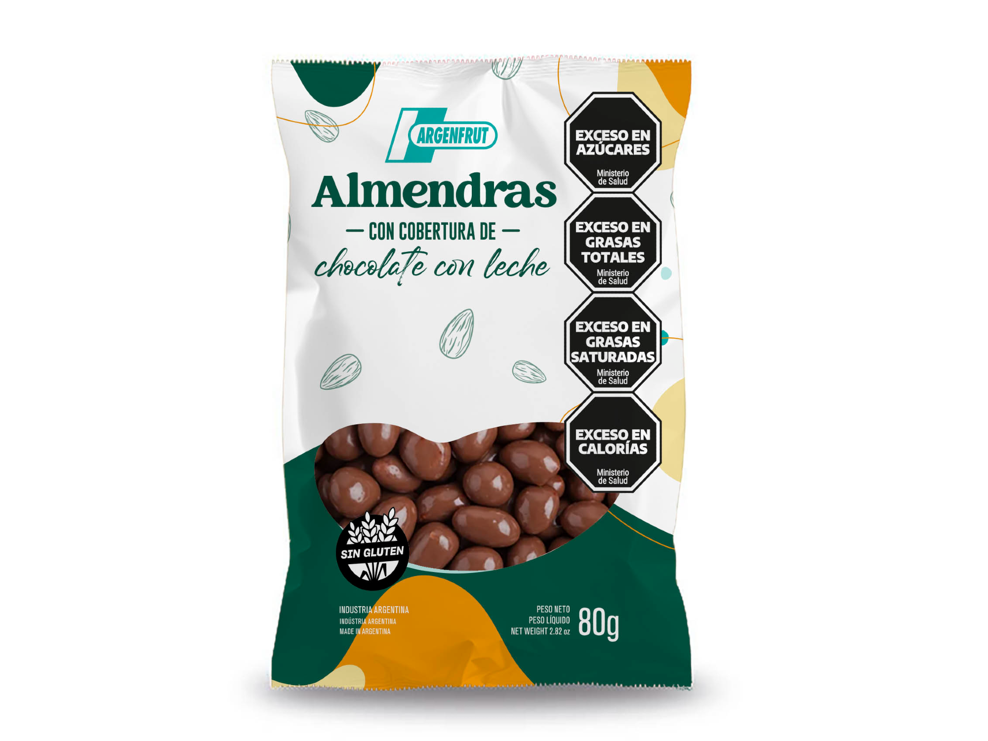 Almendras con chocolate con leche 80 grs (sin tacc)