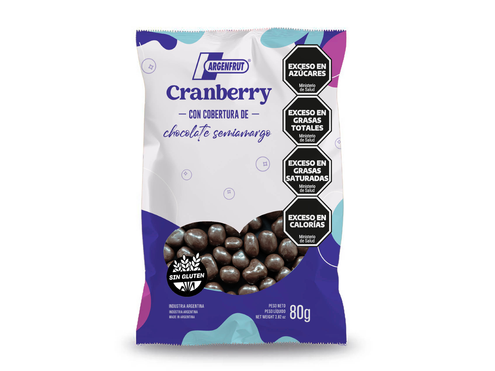 Cranberry con chocolate semiamargo 80 grs (sin tacc)