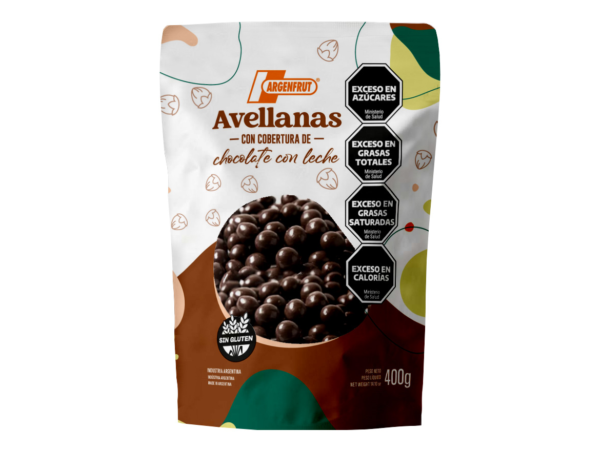 Avellanas con chocolate con leche 400 grs (sin tacc)