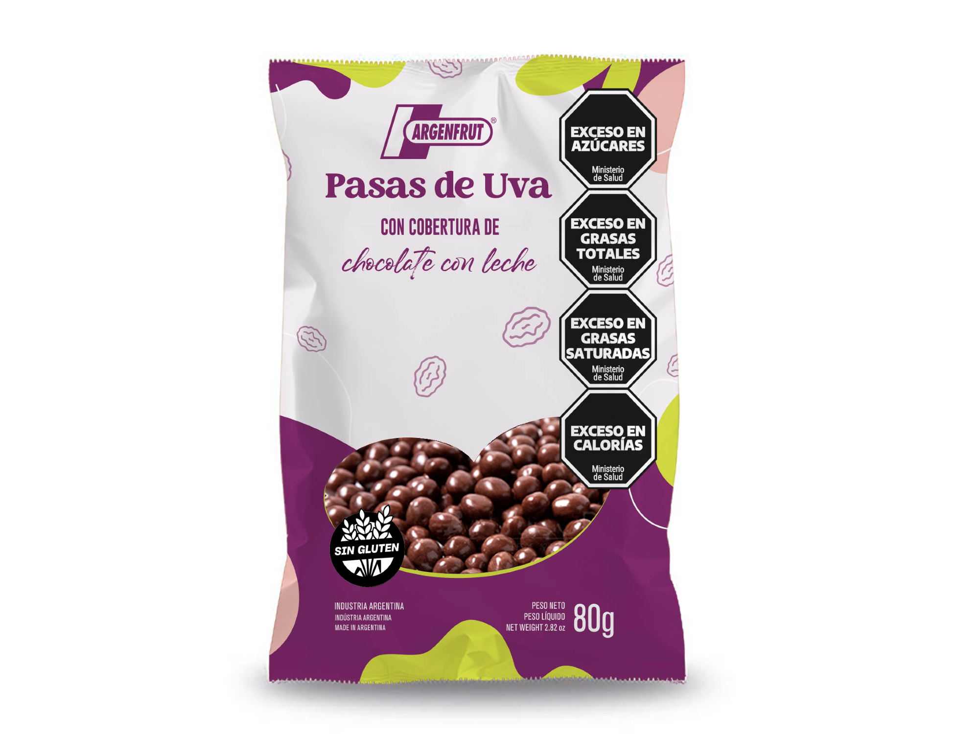 Pasas de uva con chocolate con leche 80 grs (sin tacc)
