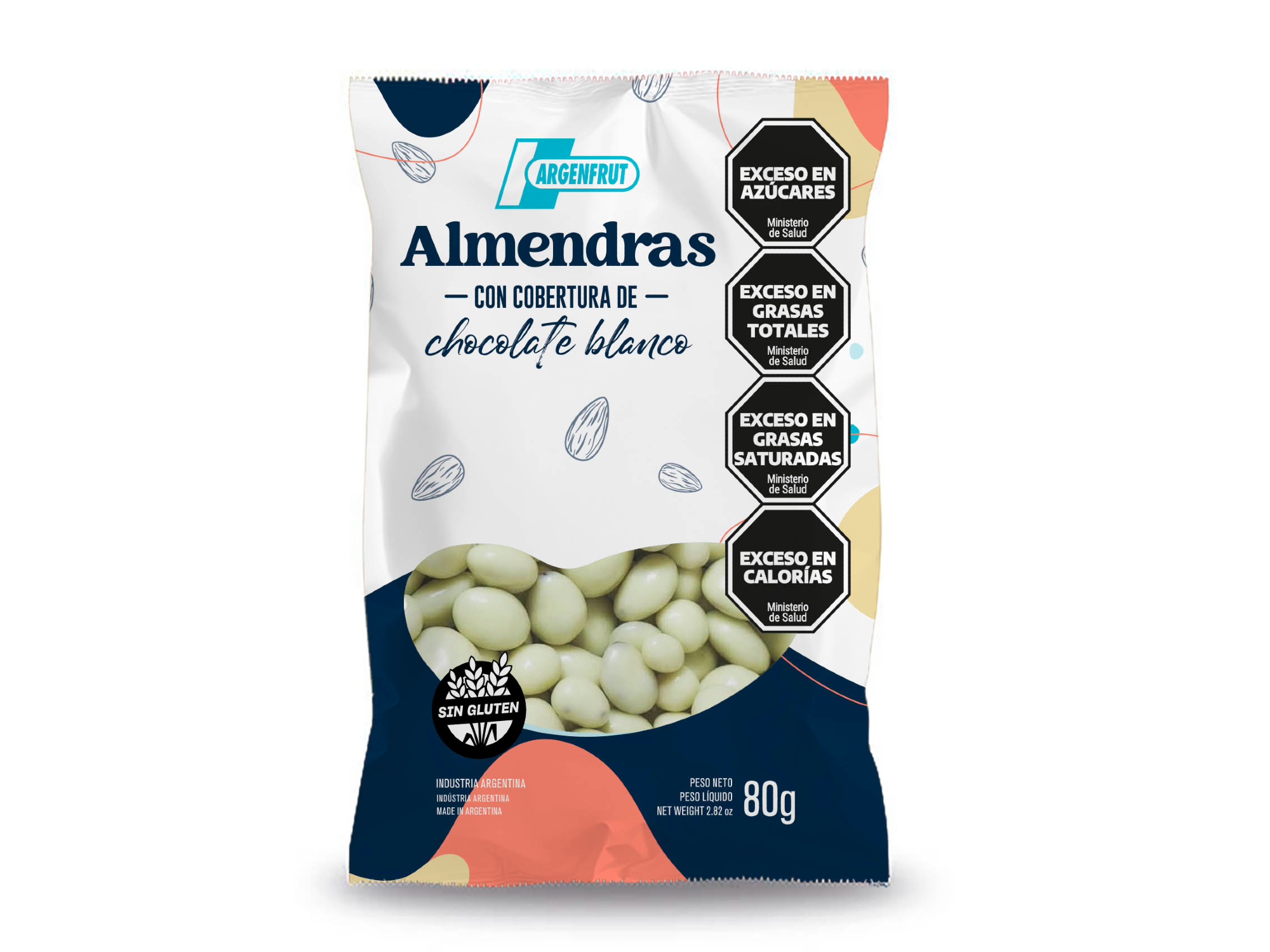 Almendras con chocolate blanco 80 grs (sin tacc)