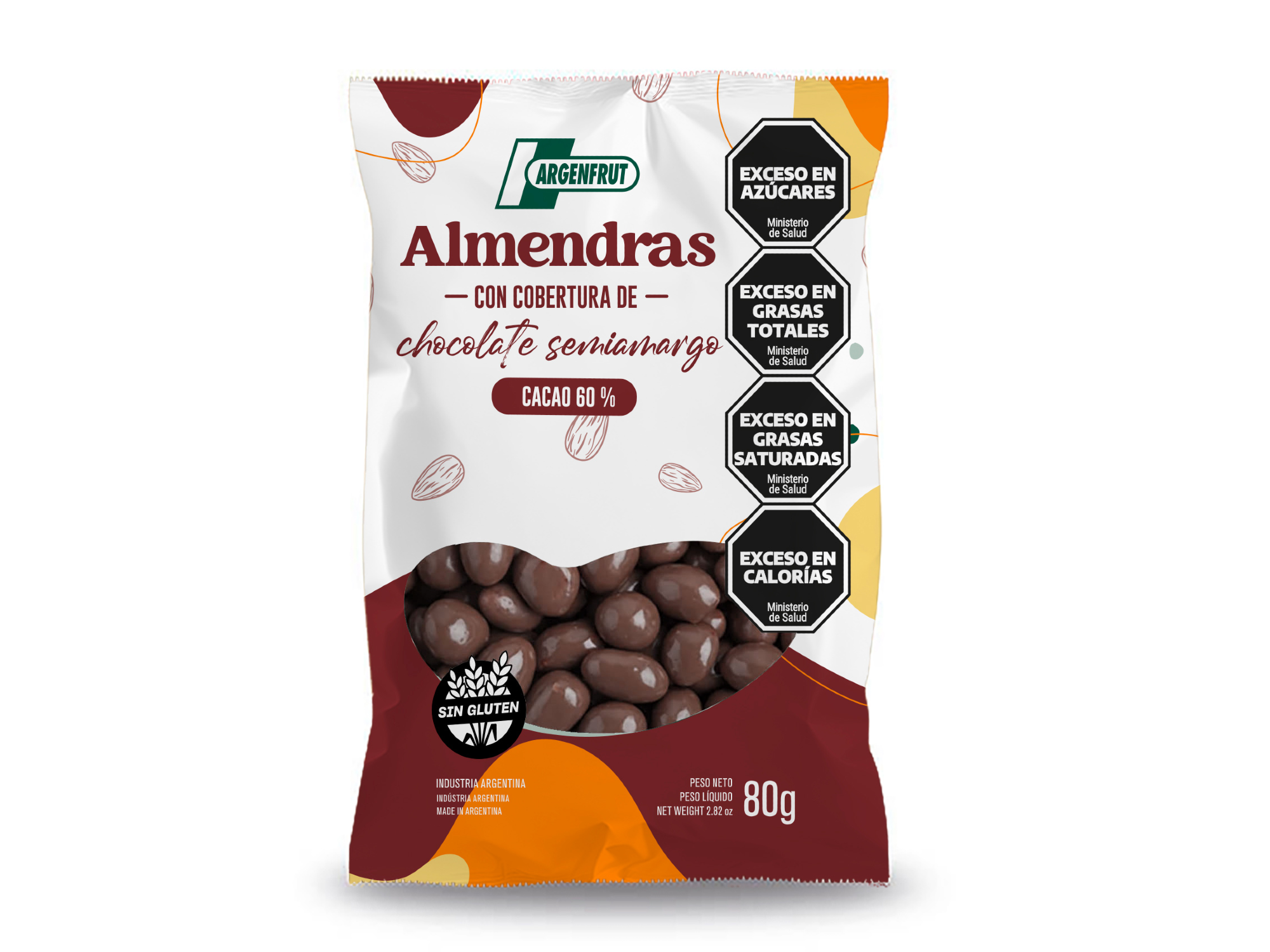 Almendras con chocolate semiamargo 60% 80 grs (sin tacc)