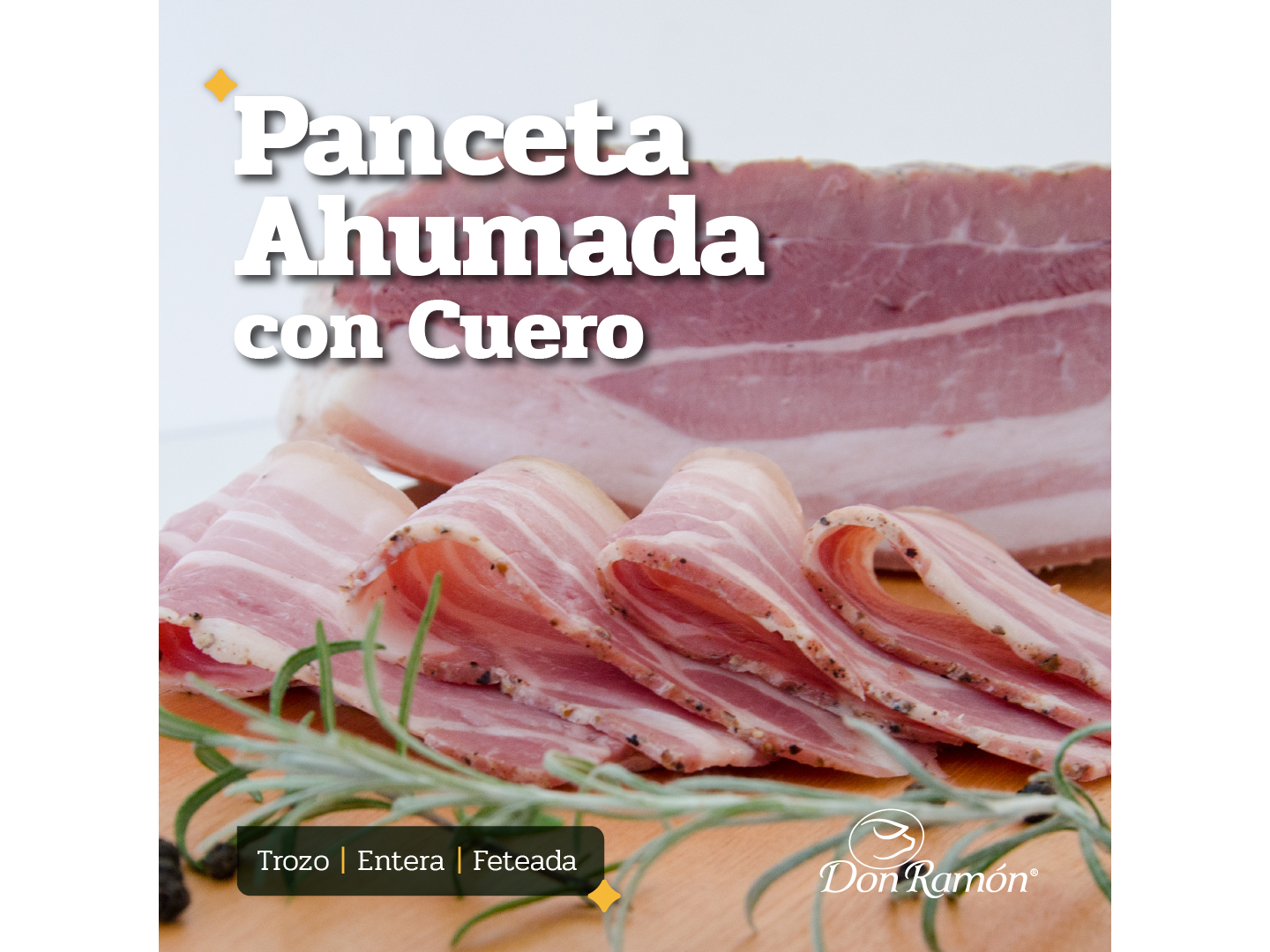 Panceta ahumada con cuero