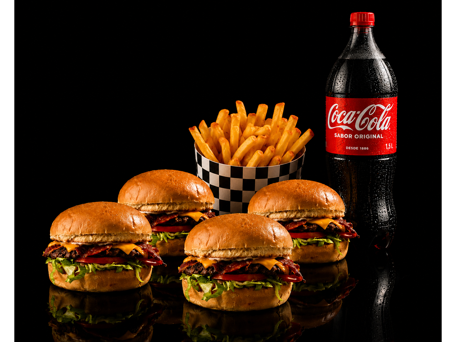 COMBO GRUPO  (4 hamburgesas + gaseosa + papas)