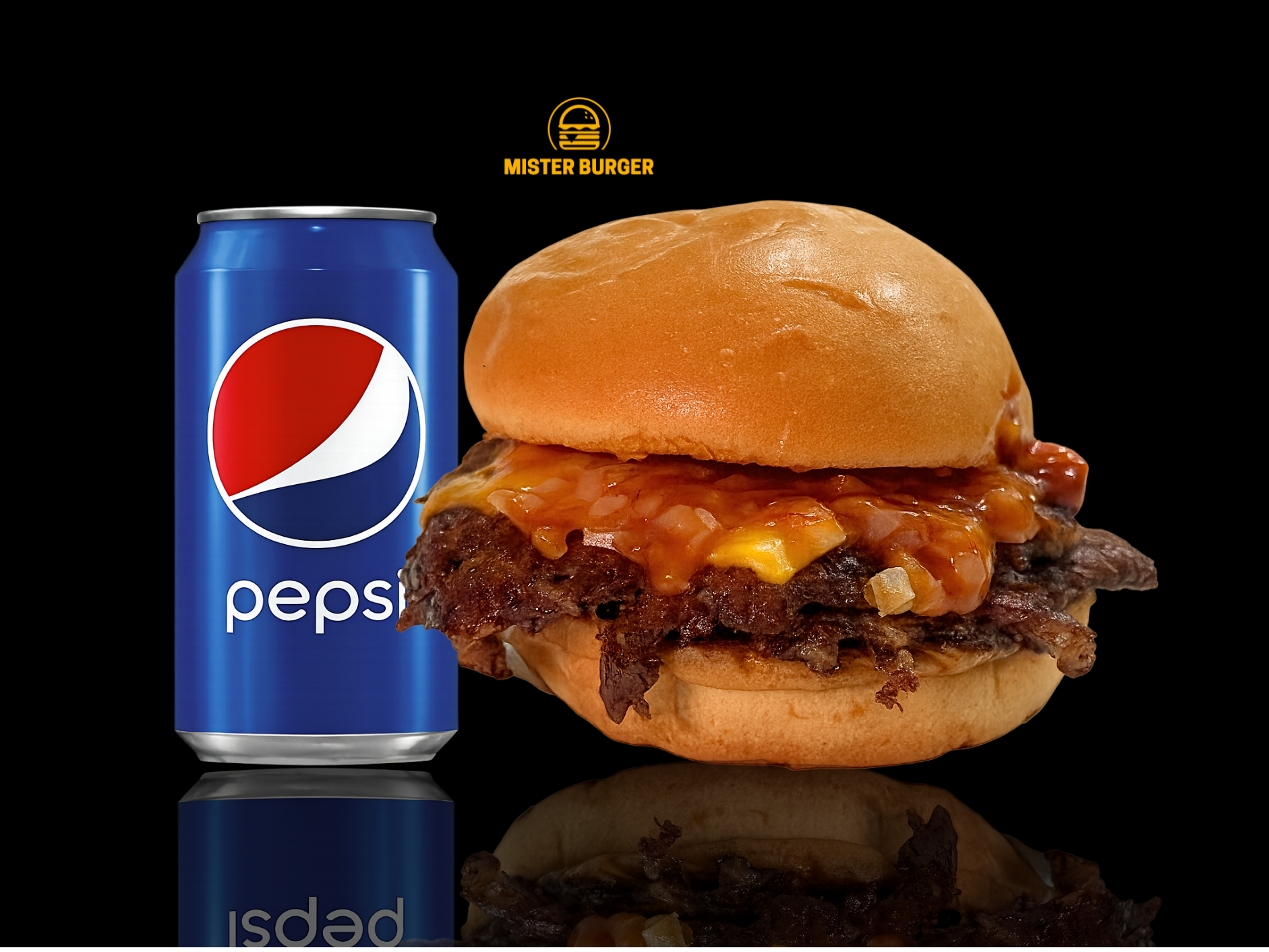 CUARTO DE LIBRA (simple) + LATA PEPSI