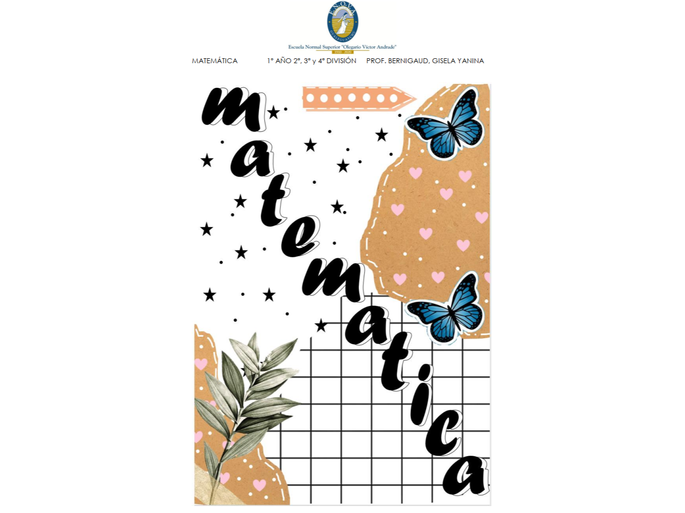 Matemática - 1° AÑO - 2°, 3° y 4° DIV.