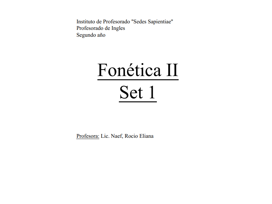Phonetics II