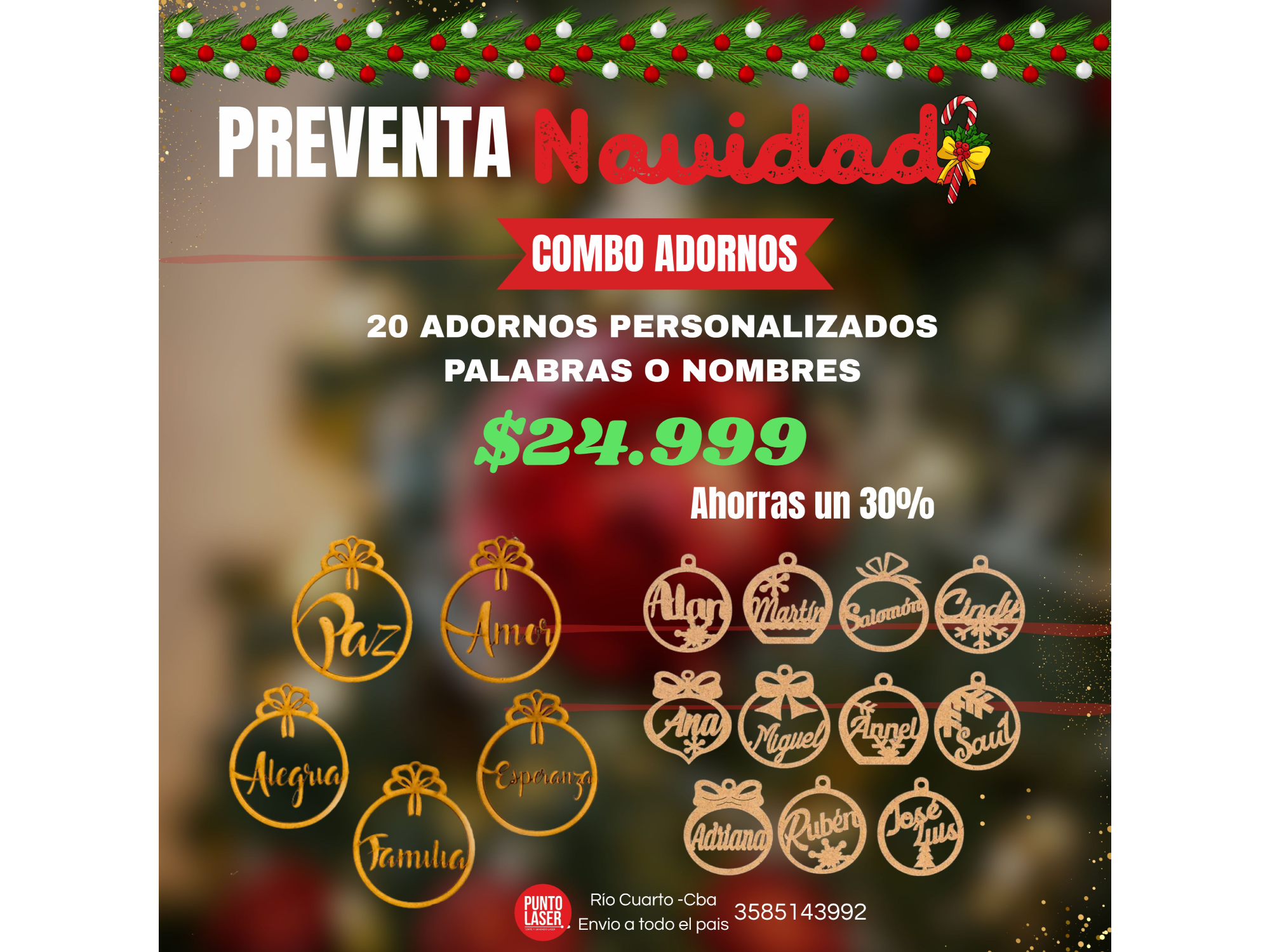 COMBO ADORNOS  PERSONALIZADO  X 20