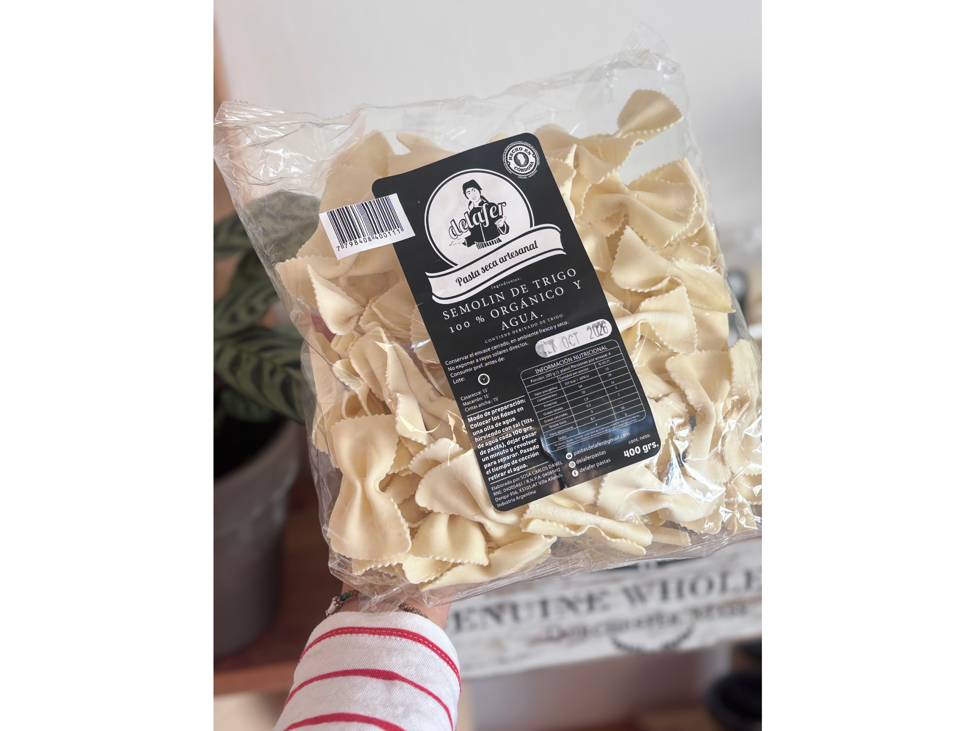Pasta estilo Moño gigante 100% sémola orgánica y agua