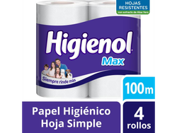 Papel higiénico Higienol Max hoja simple 100 m 4 un