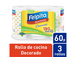 Rollo Cocina Felpita Deco Doble Hoja 3 Unid. 60 Paños