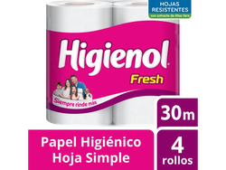 Papel higiénico Higienol Fresh hoja simple 30 m 4 un