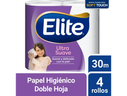 Papel higienico Elite Ultra Suave doble hoja 30 m 4 un