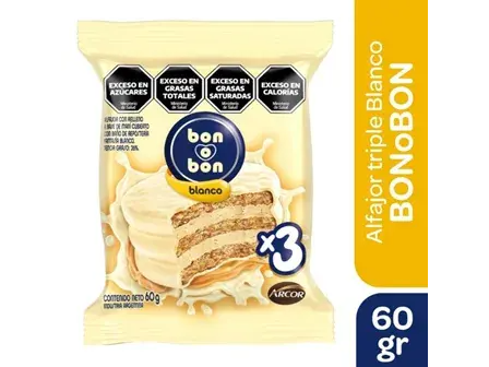 Alfajor Bon o Bon Blanco Triple 60gr