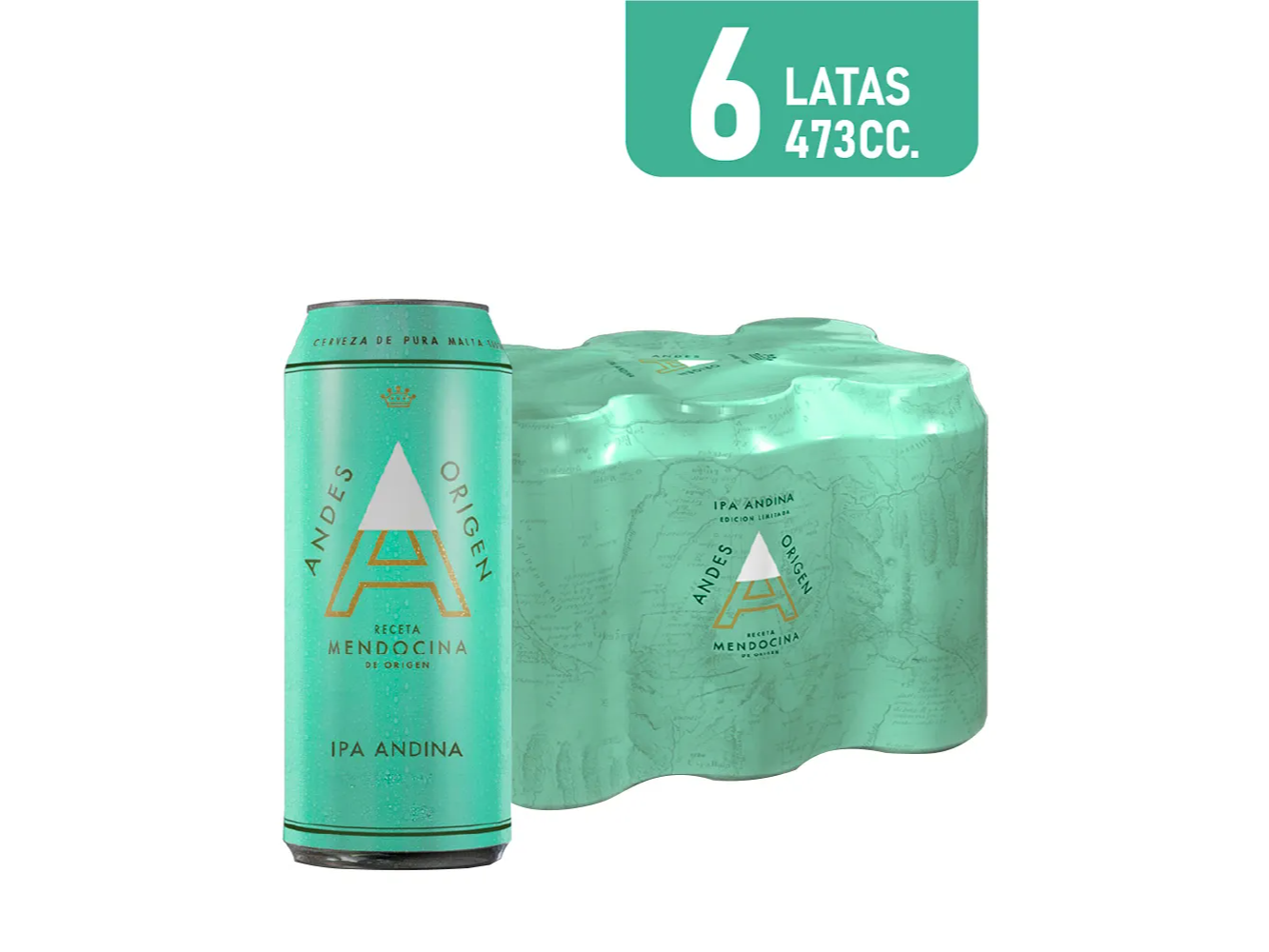 Cerveza Rubia Origen Ipa Andes 6 UN 473 Cc