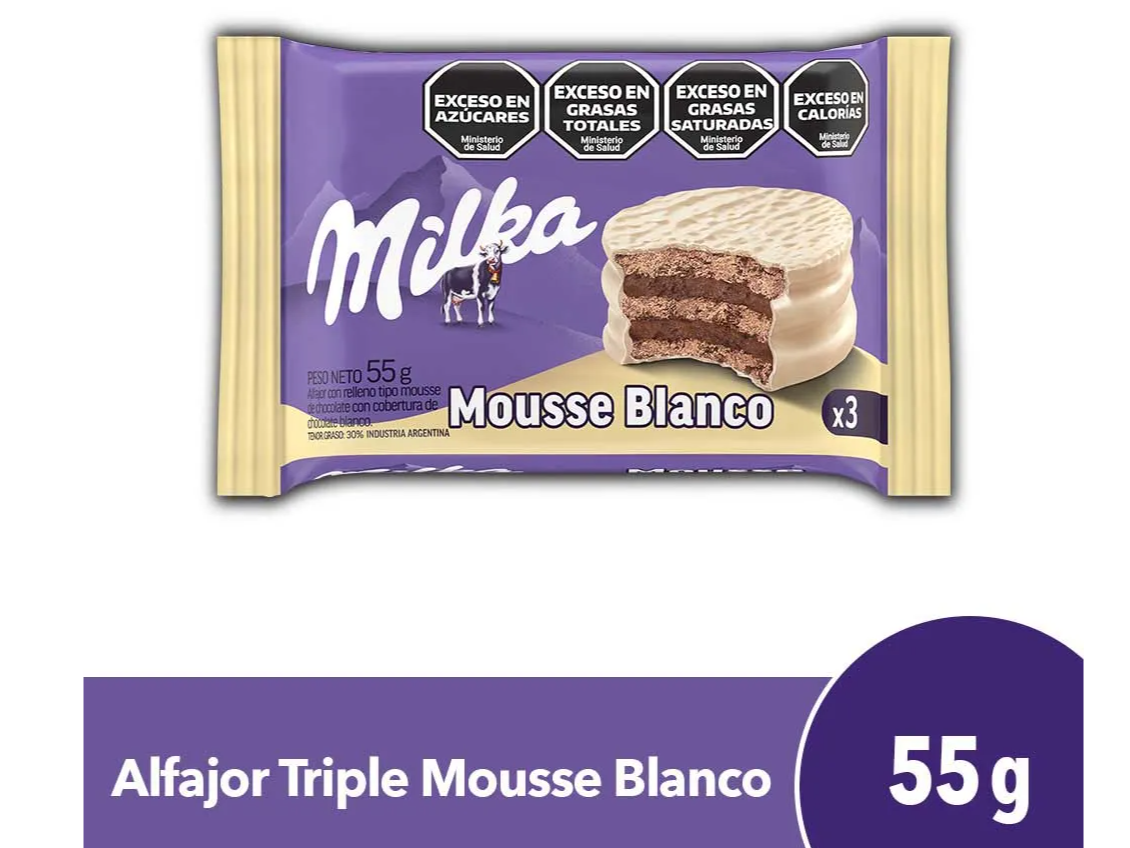 Alfajor Milka Mousse Triple Blanco 55g