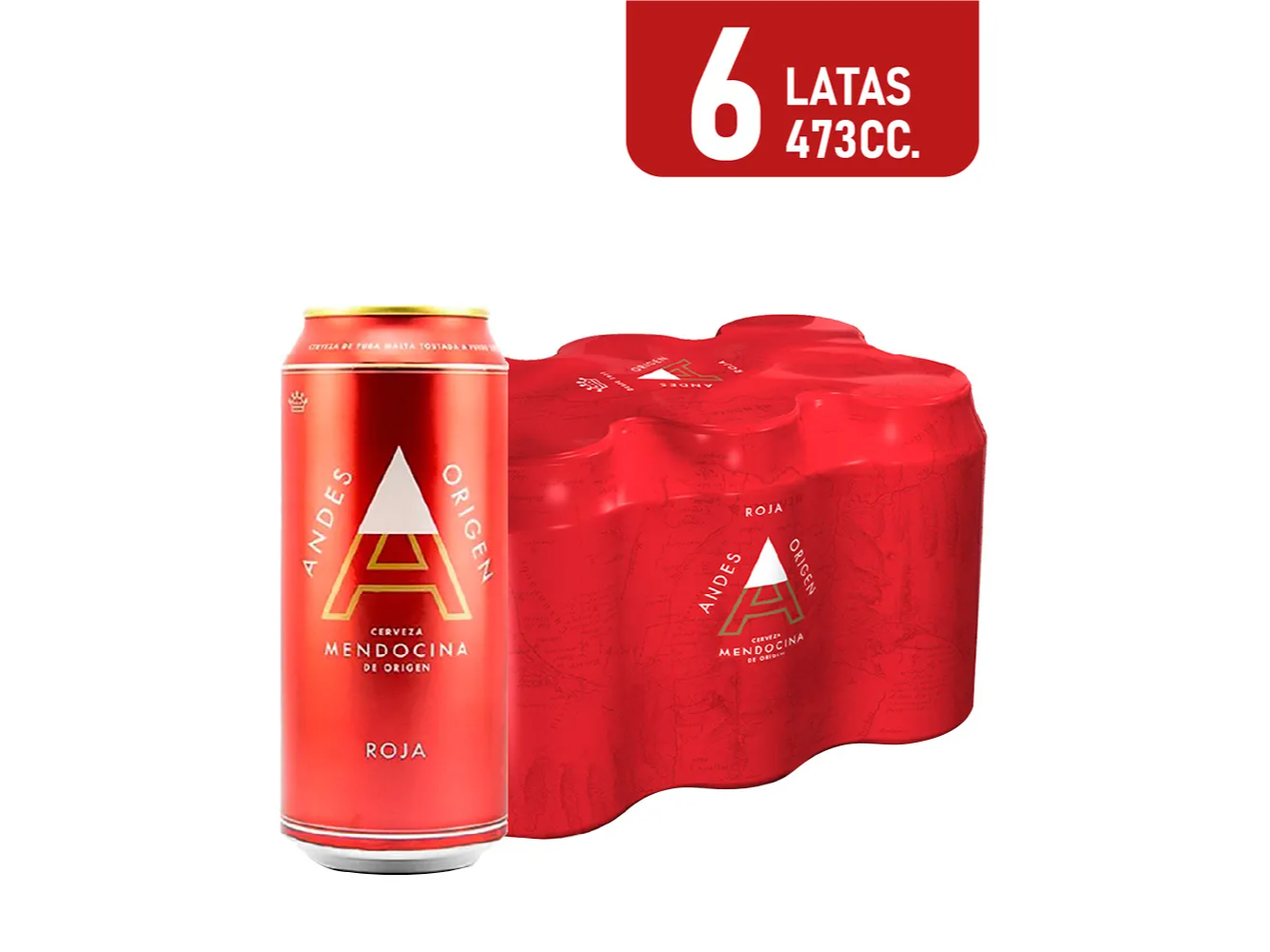 Cerveza Roja Pack 6 Un Andes 473 Cc