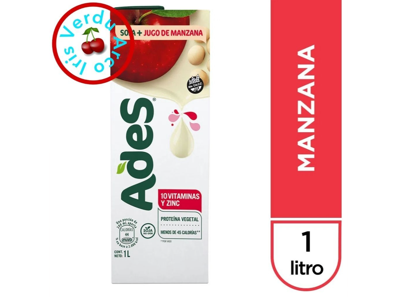 Ades Soja Jugo de Manzana 1Lt