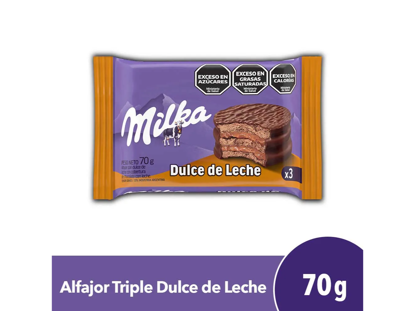 Alfajor Milka Dulce De Leche triple 70g