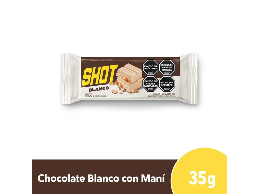 CHOCOLATE SHOT BLANCO CON MANÍ 35 GR