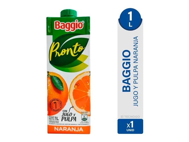 Jugo Baggio Sabor Naranja X 1 Litro
