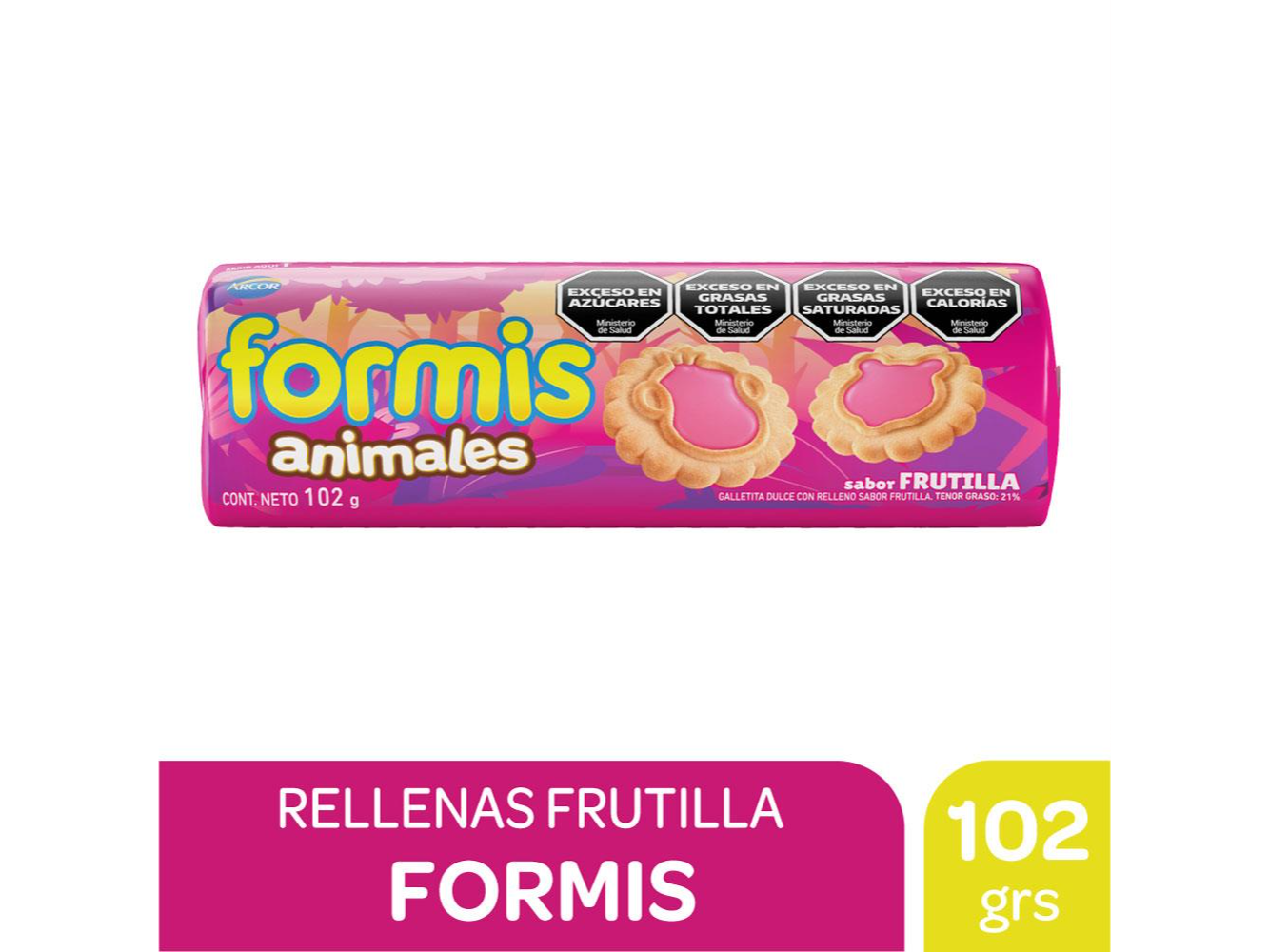 Formis Animales Galletitas Dulces Rellenas con Frutilla, 102gra