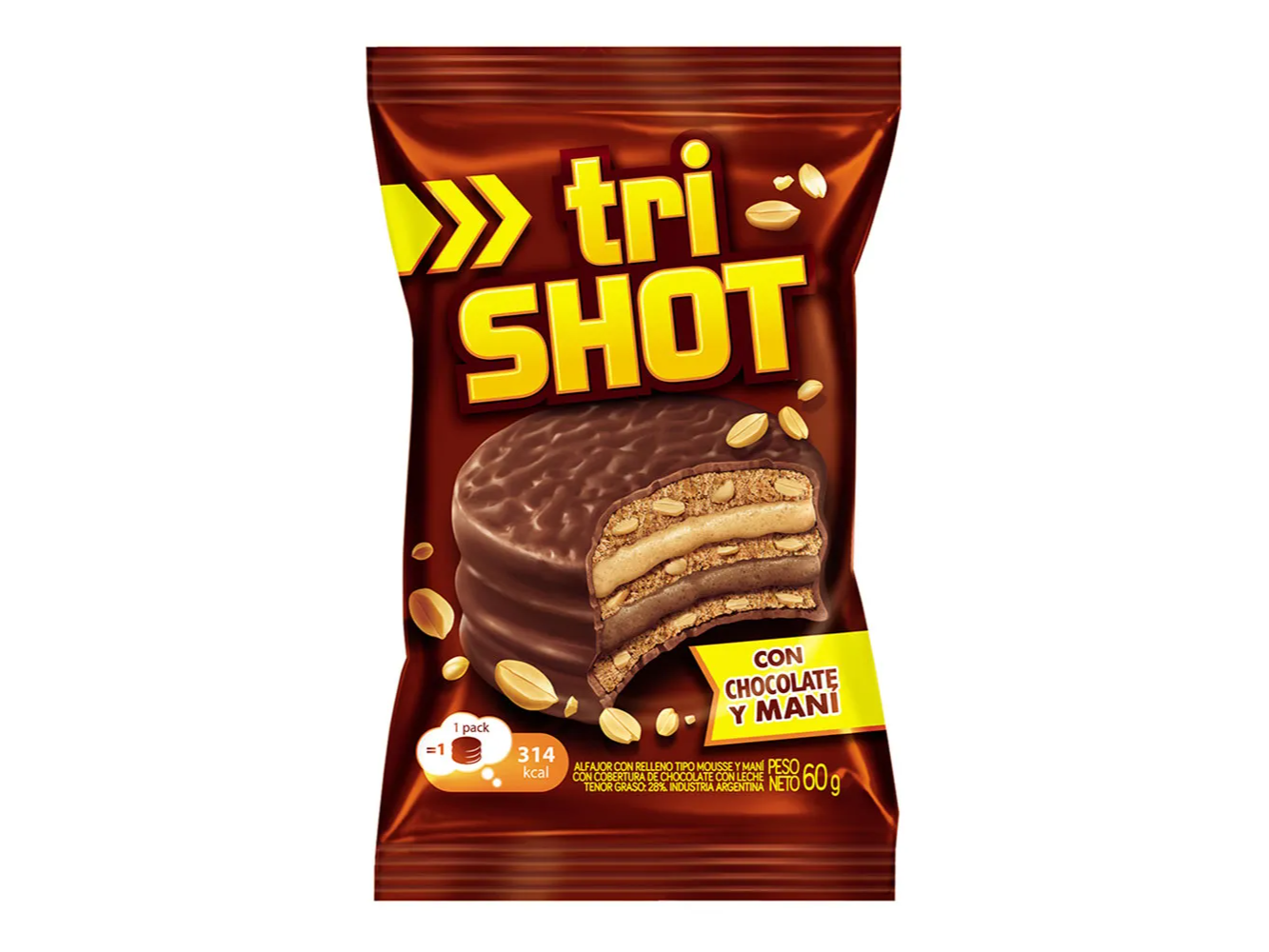 Alfajor tri SHOT 60G