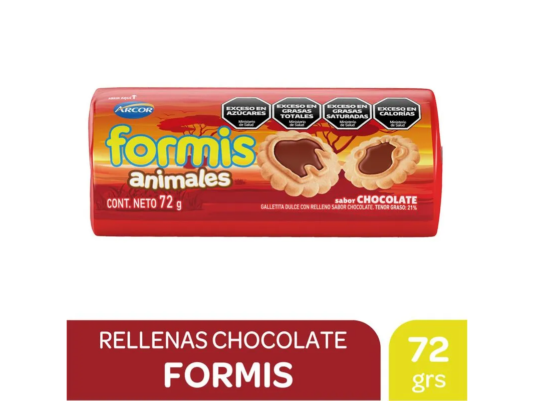 Galletitas Formis vainilla rellenas chocolate 72 g.