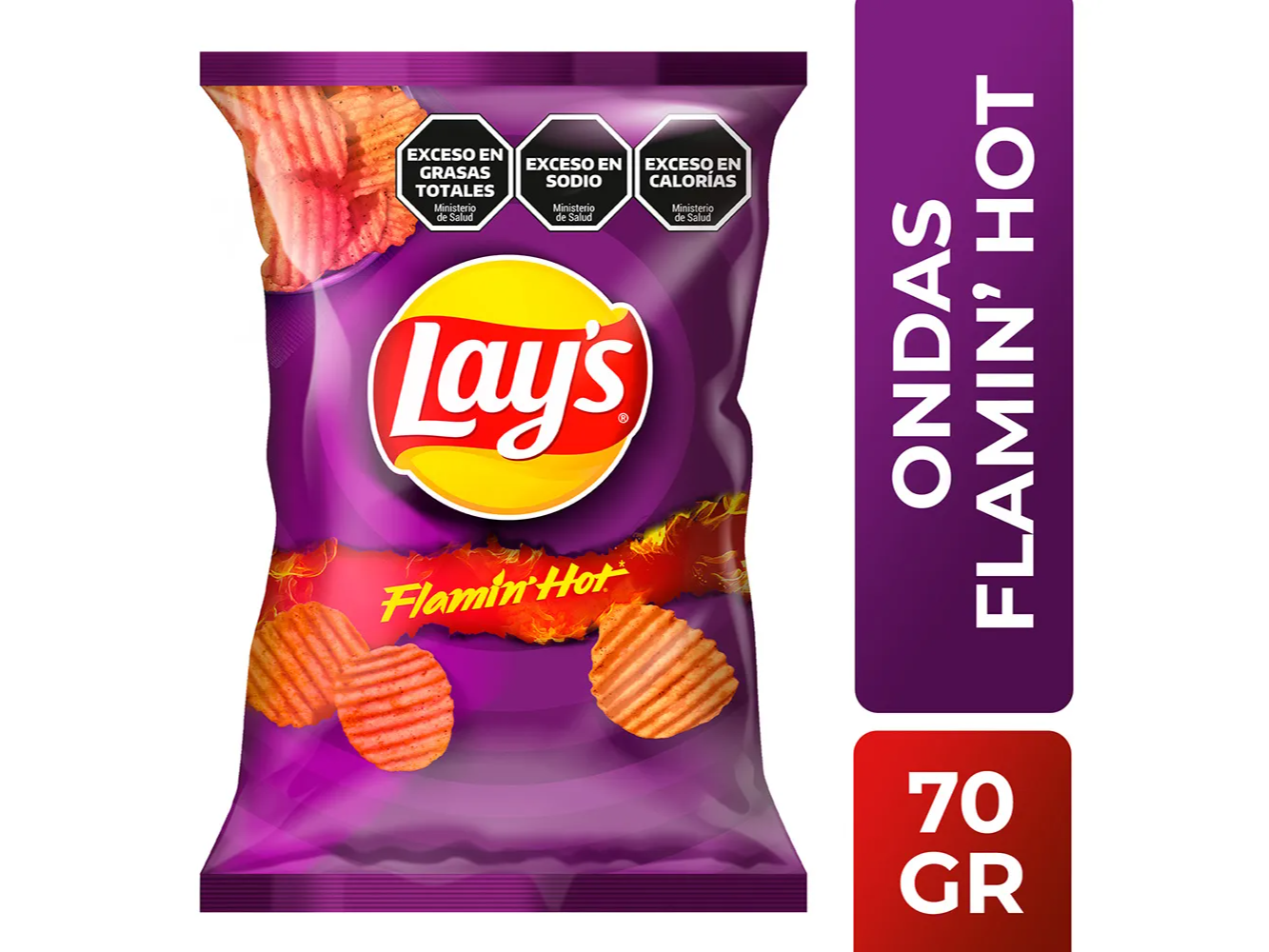 Papas Fritas Lays Ondas Sabor A Flamin' Hot 70 G