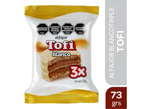 Alfajor triple Blanco Tofi 73gr.