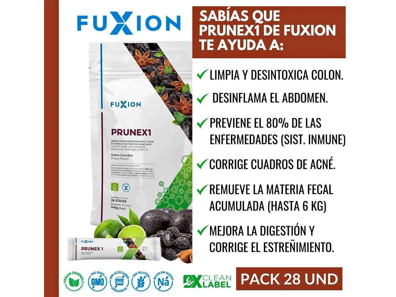 Prunex 1 Estreñimiento, Detox Colon Fuxion - 28 Sobres (Copia)