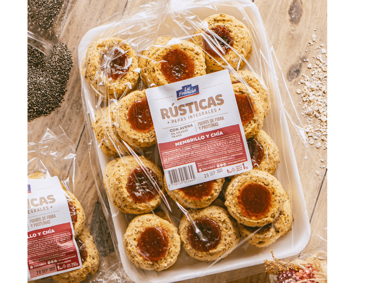 Pepas Integrales de Membrillo y Semilla Chia. La Francia x 500g