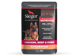 POUCH SIEGER ADULTO CRIADORES POLLO, CARNE Y CERDO 100gr