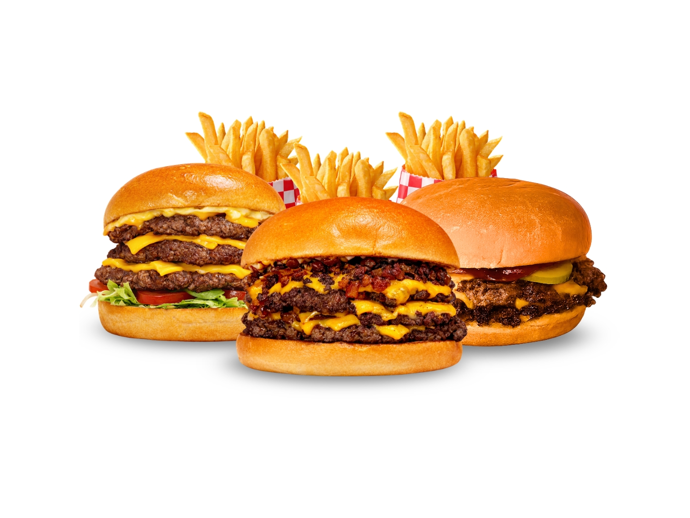 3 Hamburguesas TRIPLES con papas