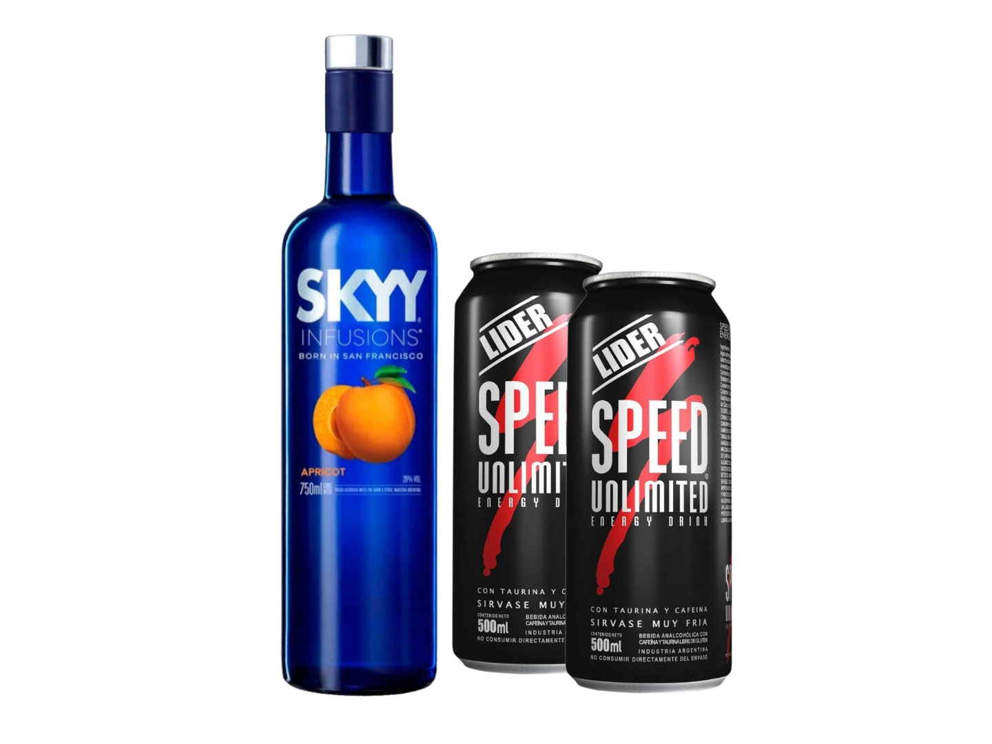 1 SKYY (SABOR A ELECCIÓN) + 2 SPEED 473ML + HIELO CHICO