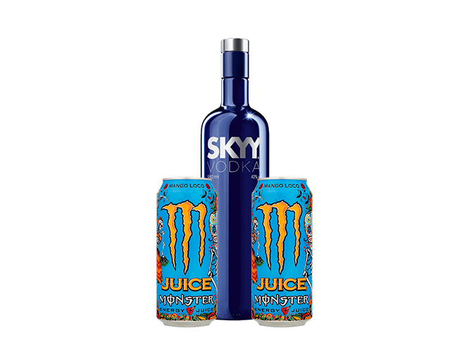 1 SKYY (SABOR A ELECCIÓN) + 2 MONSTER + HIELO