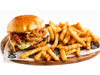 Burguer provolone y cebolla crispy + papas+ lata