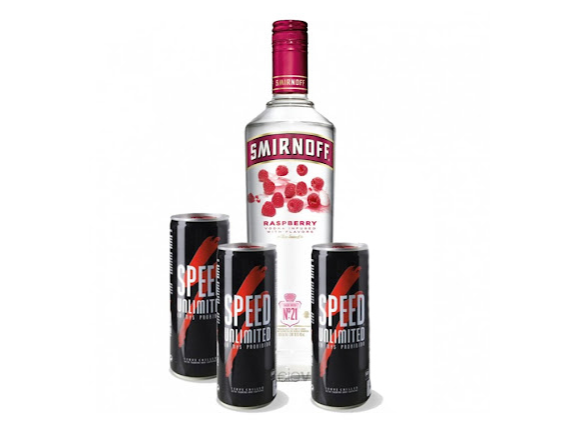 Smirnoff raspberry 710ml + 3 speed 250ml